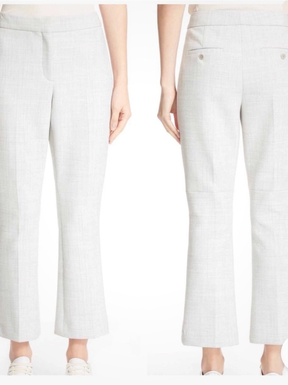 Theory Grey Cropped Flare Trousers